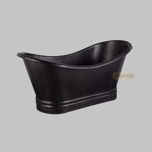 Handmade Black Copper Bathtub – Double Slipper Freestanding