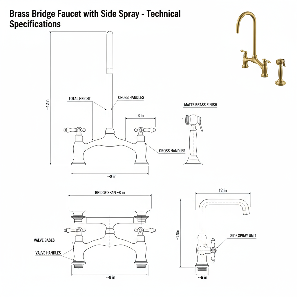 Unlacquered Brass Kitchen Faucet Classic Design