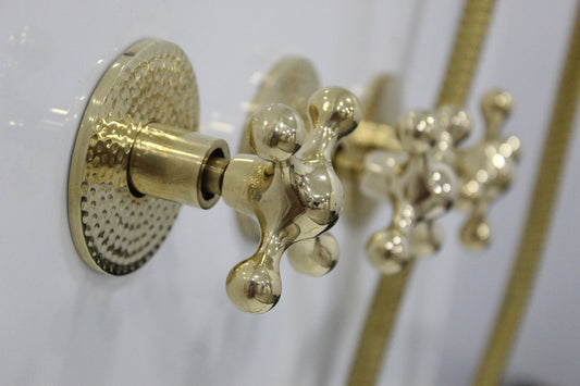 Brass Shower System, Tub Filler And Head Shower