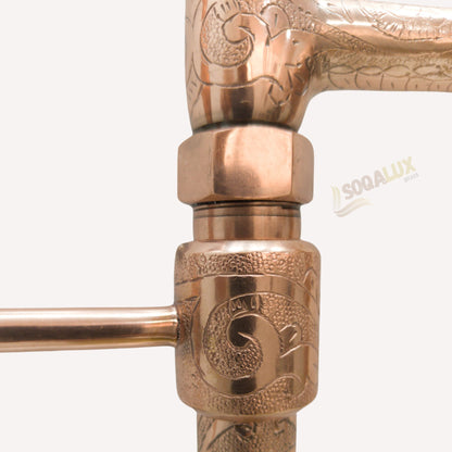 Copper Tub Filler Floor Mounted With Handshower Engraved