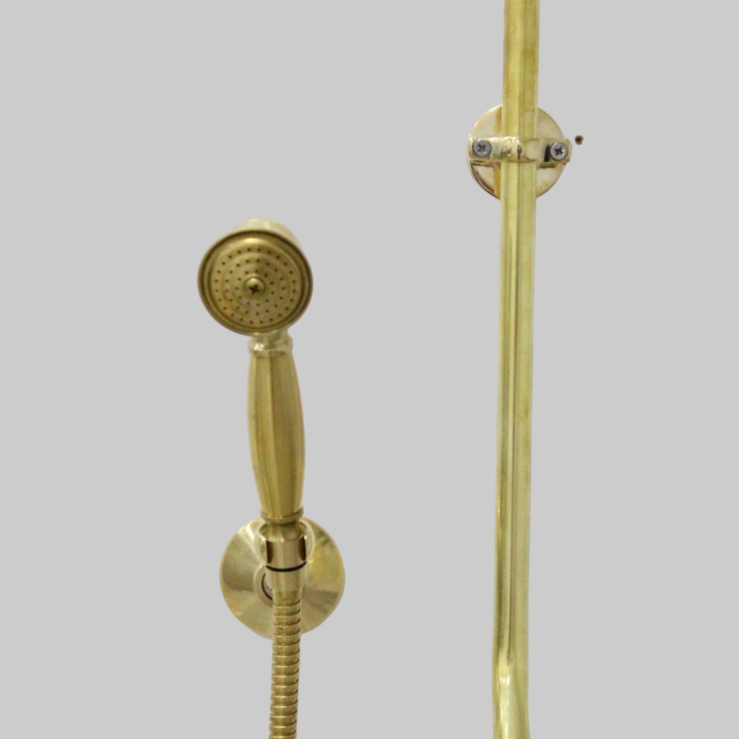 Unlacquered Brass Shower System with Handheld