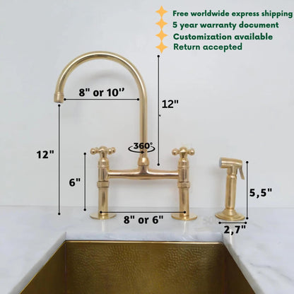 Unlacquered Brass Kitchen Faucet With Linear Legs
