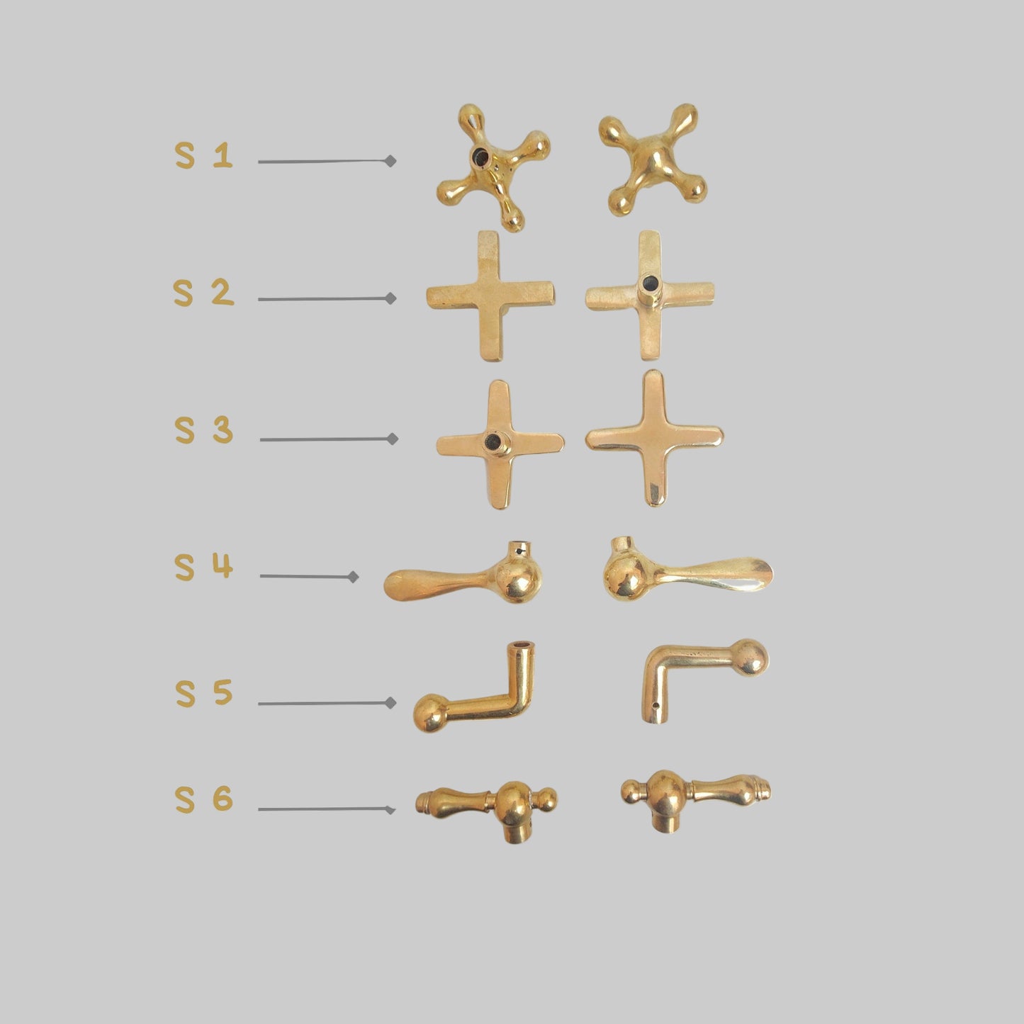 Handmade Solid Brass Faucet Handles Set of 2