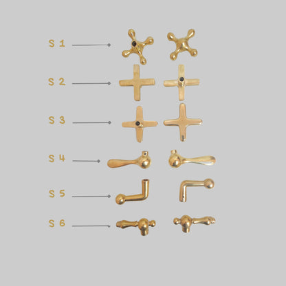 Handmade Solid Brass Faucet Handles Set of 2