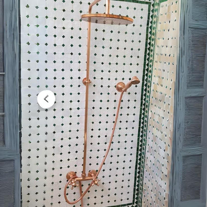 Unlacquered Solid Copper Outdoor Shower — Wall-Mounted Style