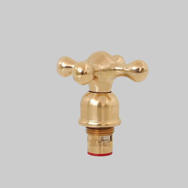 Handmade Solid Brass Faucet Handles Set of 2, Valve And Cross Style