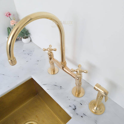 Unlacquered Brass Kitchen Faucet With Linear Legs