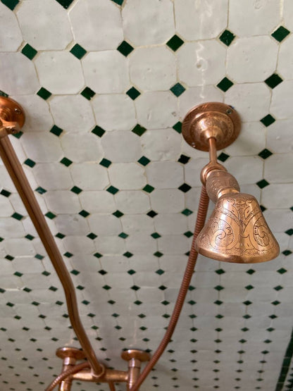 Unlacquered Solid Copper Outdoor Shower — Wall-Mounted Style