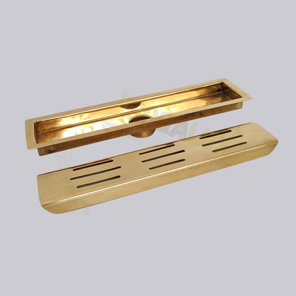 Unlacquered Brass Linear Floor Drain