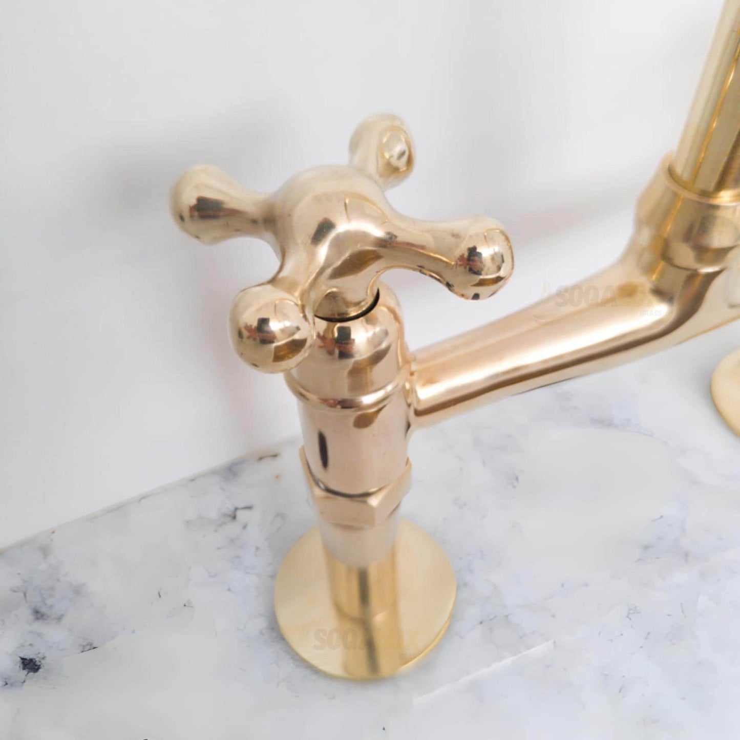 Unlacquered Brass Kitchen Faucet With Linear Legs