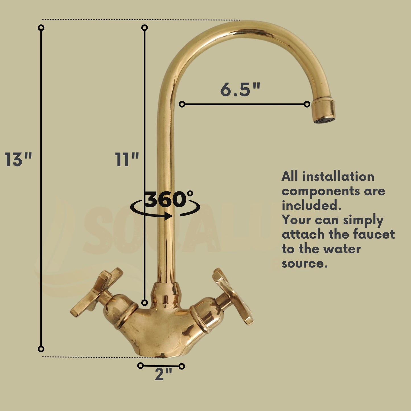 Unlacquered Solid Brass Bathroom Faucet in Bronze Finish