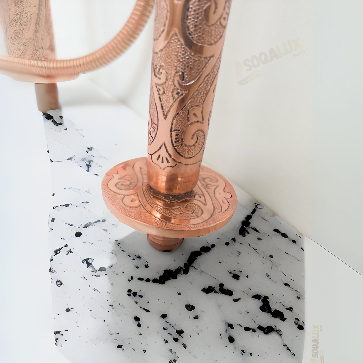 Copper Tub Filler Floor Mounted With Handshower Engraved