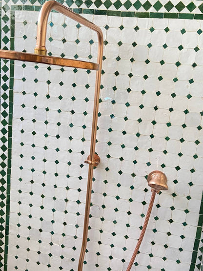 Unlacquered Solid Copper Outdoor Shower — Wall-Mounted Style