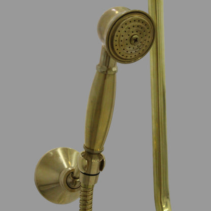 Unlacquered Brass Shower With Tub Filler And Handheld