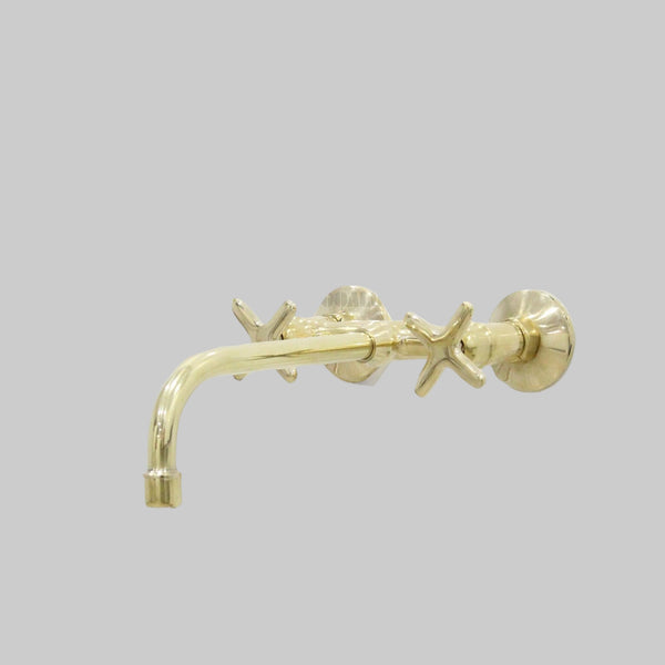 Brass Wall-Mounted Faucet – Solid Brass with Multiple Handle Style