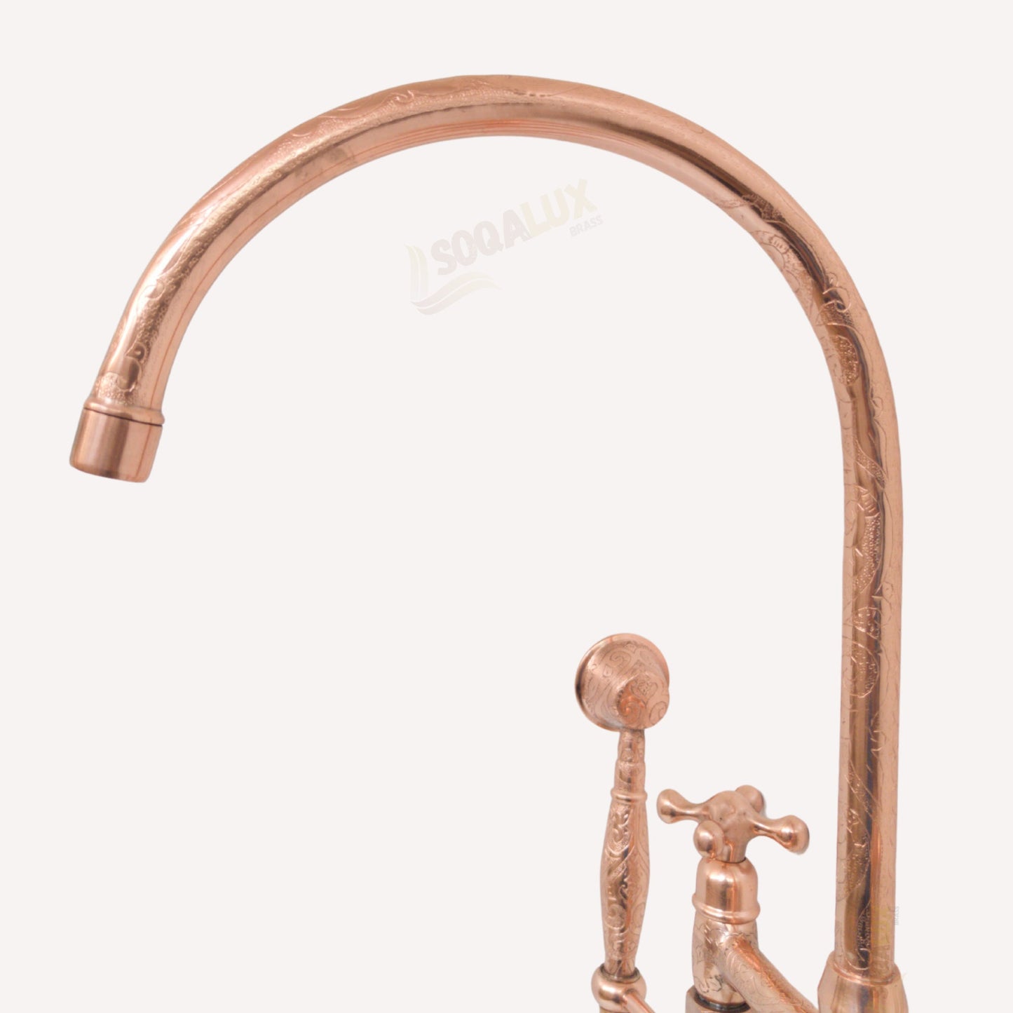 Copper Tub Filler Floor Mounted With Handshower Engraved