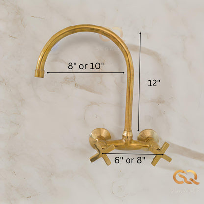 Wall-Mount Faucet Unlacquered Brass Gooseneck