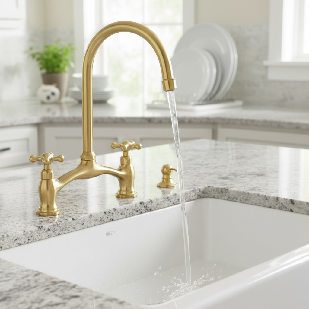 Unlacquered Brass Kitchen Faucet Classic Design