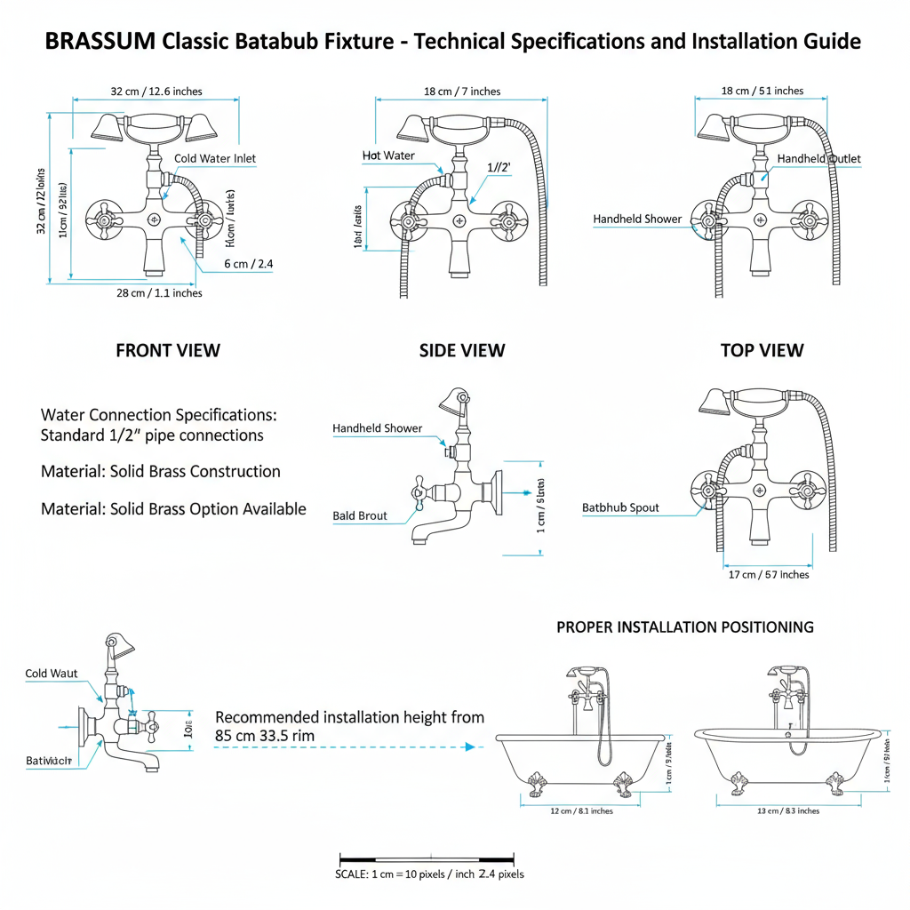 Unlacquered Brass Bathtub Fixture