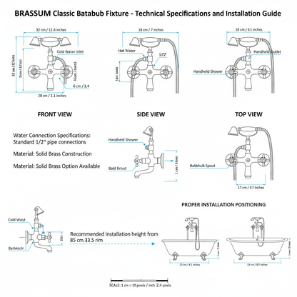 Unlacquered Brass Bathtub Fixture