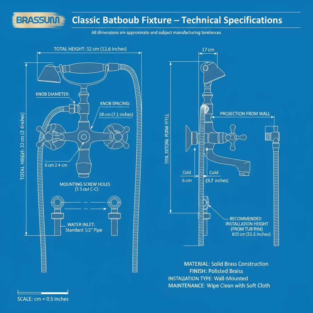 Unlacquered Brass Bathtub Fixture