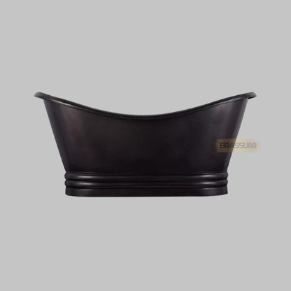 Handmade Black Copper Bathtub – Double Slipper Freestanding