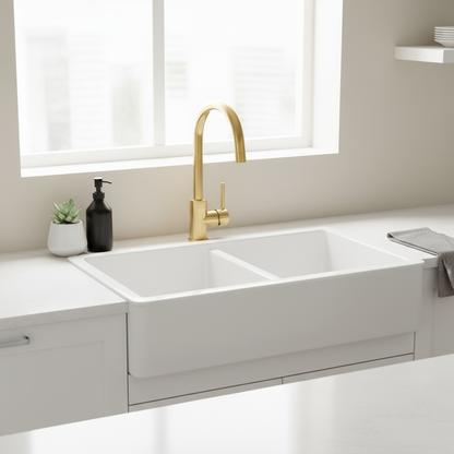 Unlacquered Brass Faucet – Single Handle with Swivel Spout