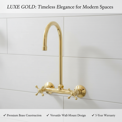 Wall-Mount Faucet Unlacquered Brass Gooseneck