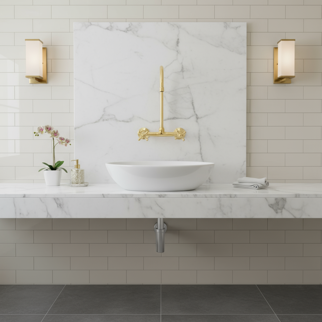 Wall-Mount Faucet Unlacquered Brass Gooseneck