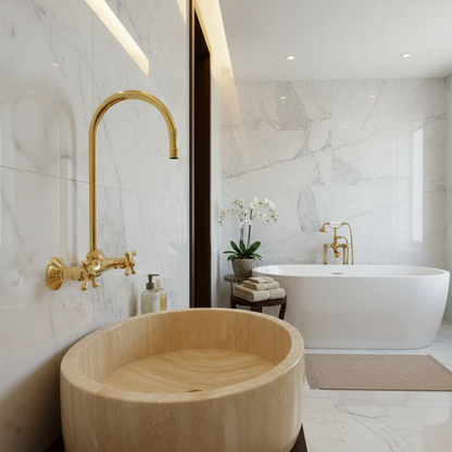 Wall-Mount Faucet Unlacquered Brass Gooseneck