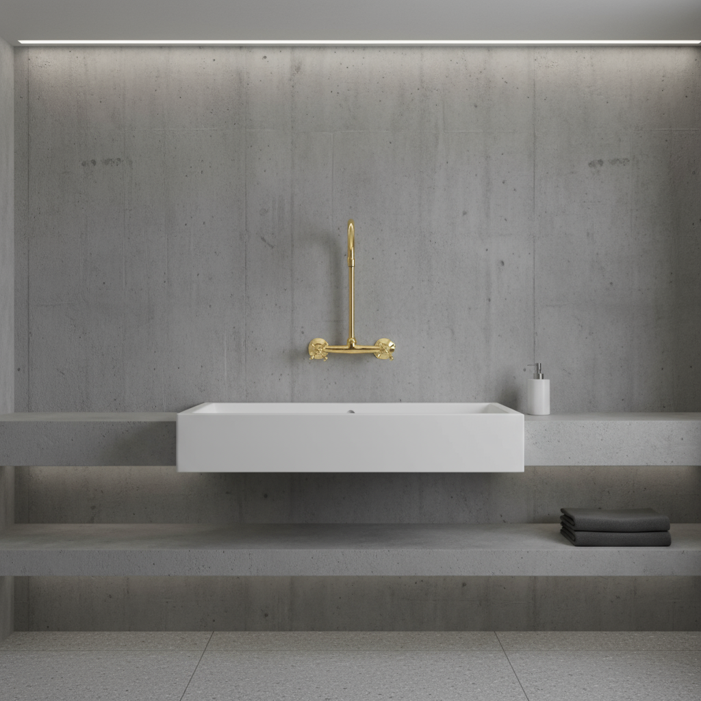 Wall-Mount Faucet Unlacquered Brass Gooseneck