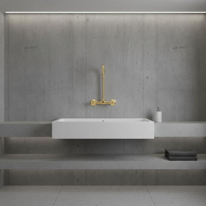 Wall-Mount Faucet Unlacquered Brass Gooseneck