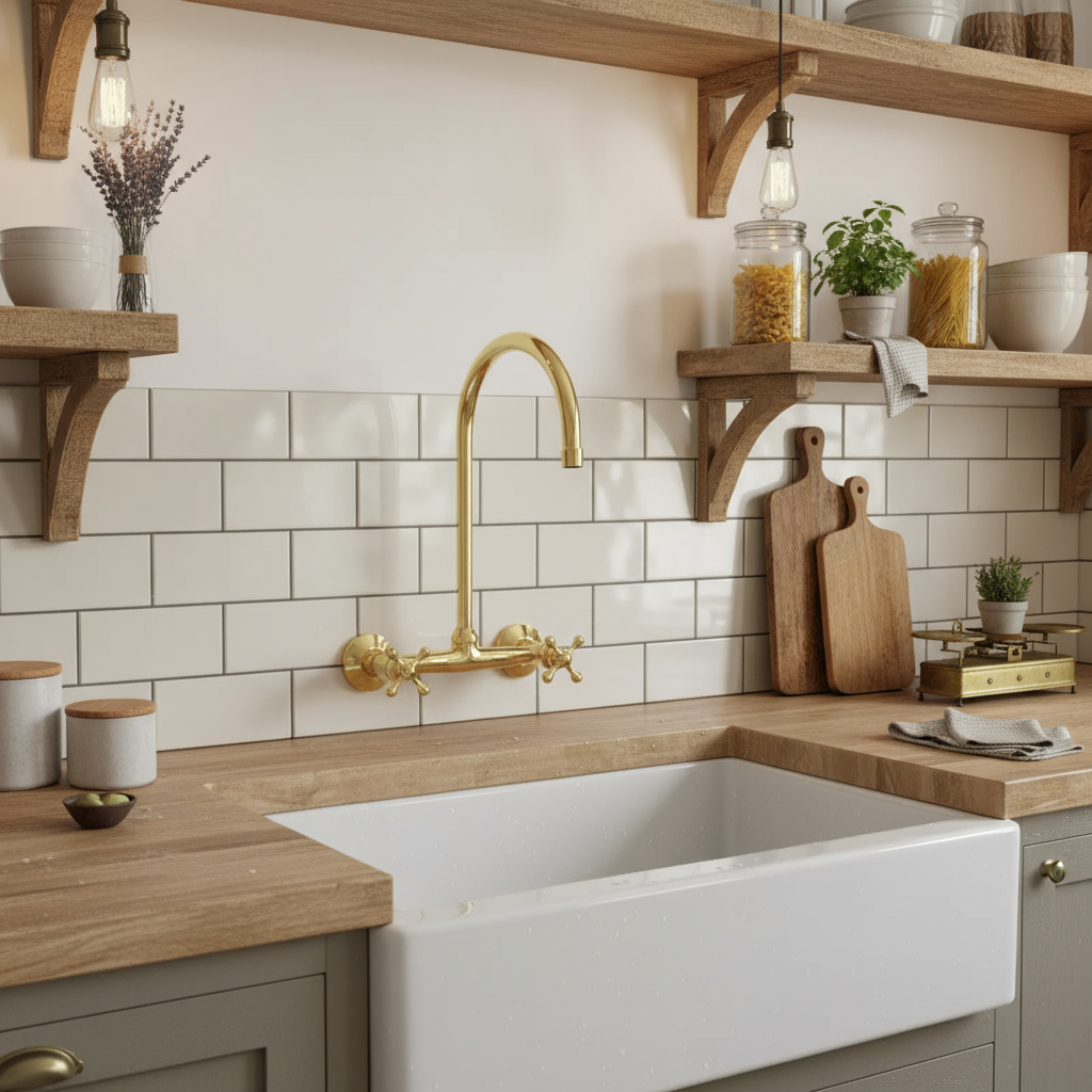 Wall-Mount Faucet Unlacquered Brass Gooseneck