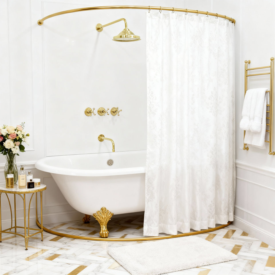 Brass Shower System, Tub Filler And Head Shower