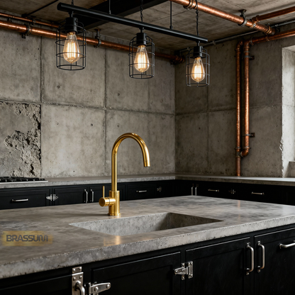 Unlacquered Brass Faucet – Single Handle with Swivel Spout