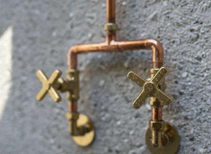 Unlacquered Solid Copper And Brass Outdoor Shower
