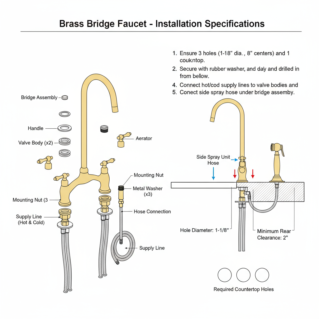 Unlacquered Brass Kitchen Faucet Classic Design