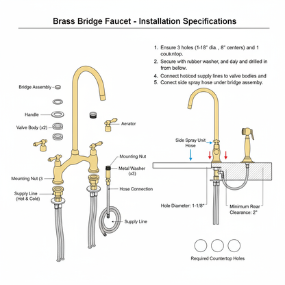Unlacquered Brass Kitchen Faucet Classic Design