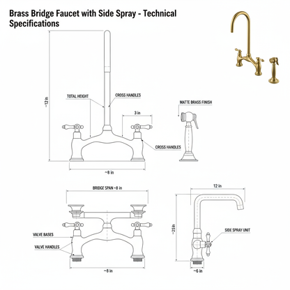 Unlacquered Brass Kitchen Faucet Classic Design