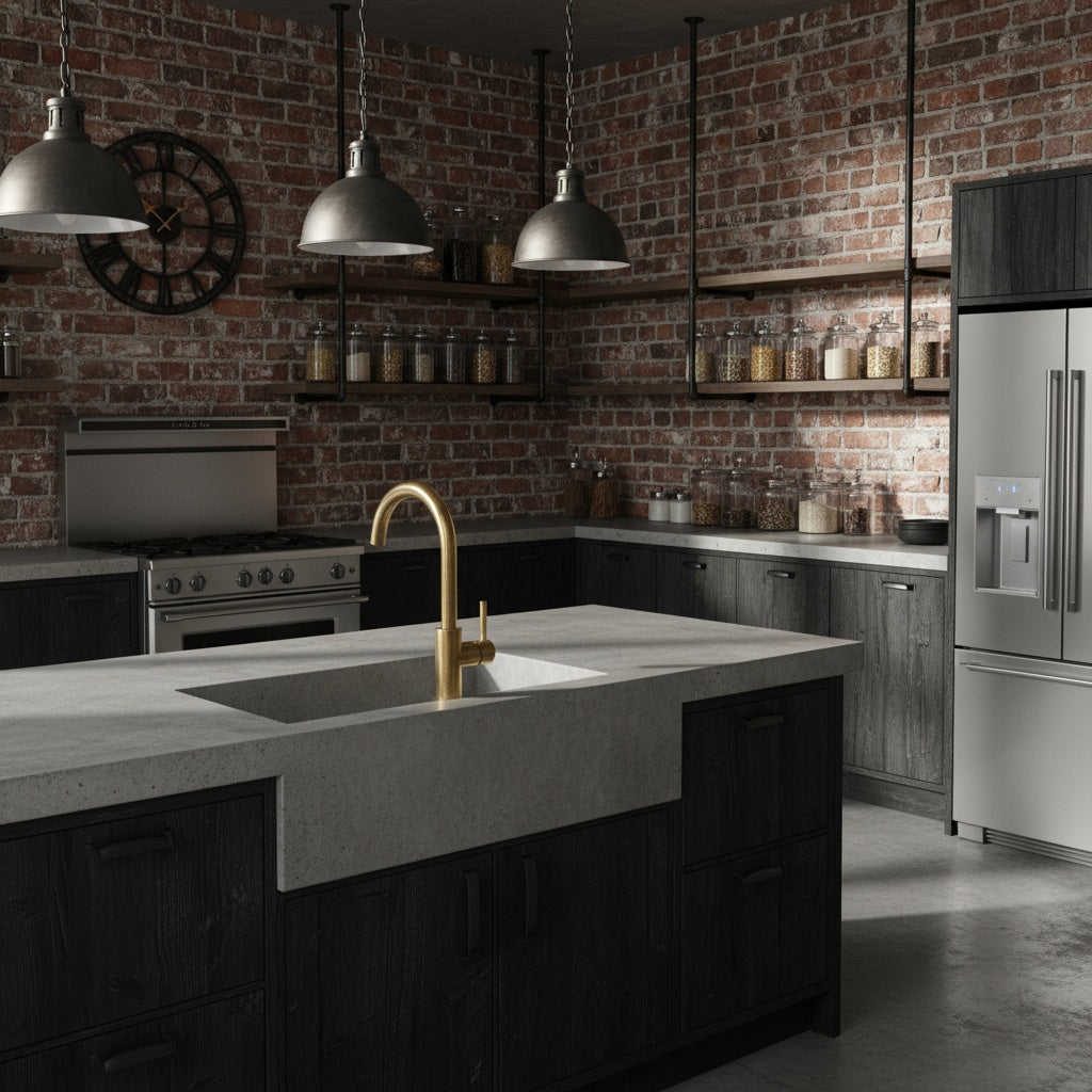 Unlacquered Brass Pull Down Kitchen Faucet – Single Handle, 360° Swivel