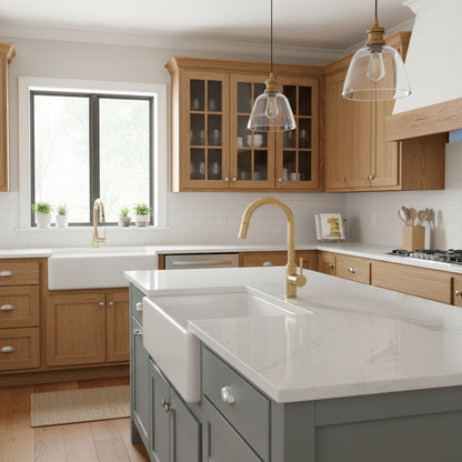 Unlacquered Brass Pull Down Kitchen Faucet – Single Handle, 360° Swivel