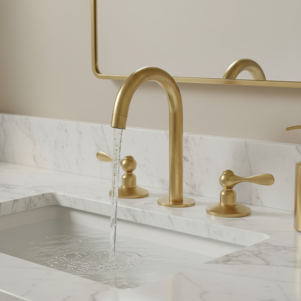 Unlacquered Brass Faucet – 3-Hole Deck Mount