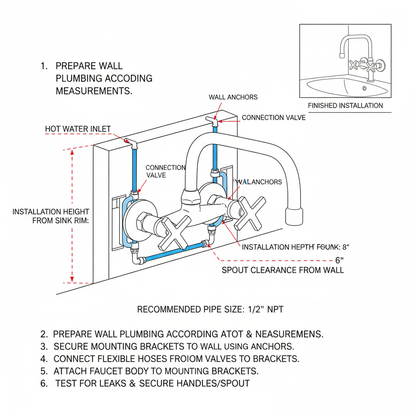 Unlacquered Brass Wall Mounted Faucet