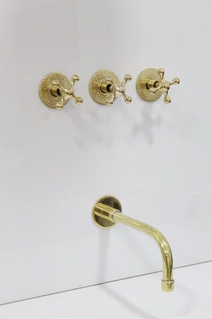 Brass Shower System, Tub Filler And Head Shower
