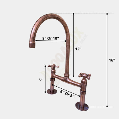 Copper Kitchen Faucet With Straight Legs, Side Sprayer