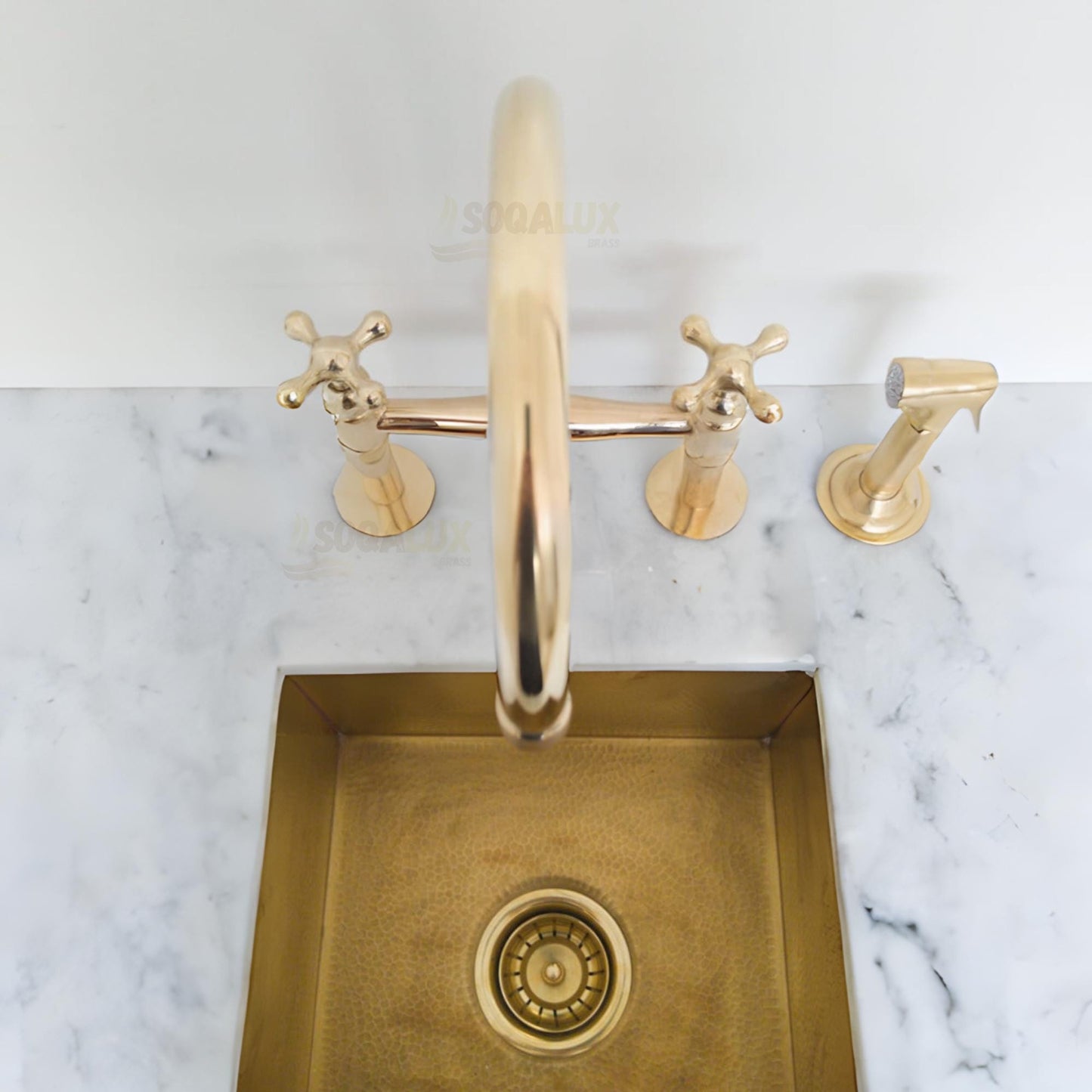 Unlacquered Brass Kitchen Faucet With Linear Legs