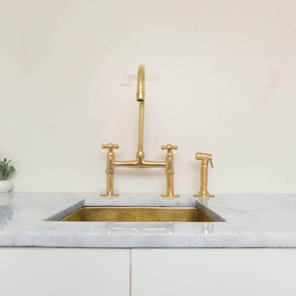 Unlacquered Brass Kitchen Faucet With Linear Legs
