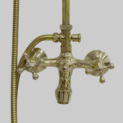 Unlacquered Brass Shower With Tub Filler And Handheld