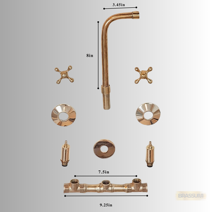 Solid Brass Wall Mount Faucet with Cross Handles