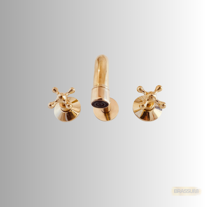 Solid Brass Wall Mount Faucet with Cross Handles
